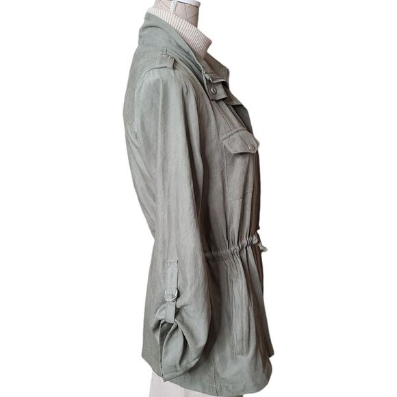 STACCATO Size Small Olive Green Funnel Neck Lightweight Utility Jacket Gorpcore - Picture 6 of 11